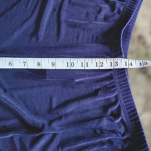 Vtg royal blue fine rib high rise wide leg pants - Picture 7 of 11